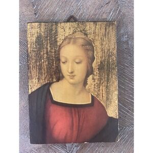 Vintage‎ Gold Gilt Reproduction Raphael Painting Religious Madonna 5x7"